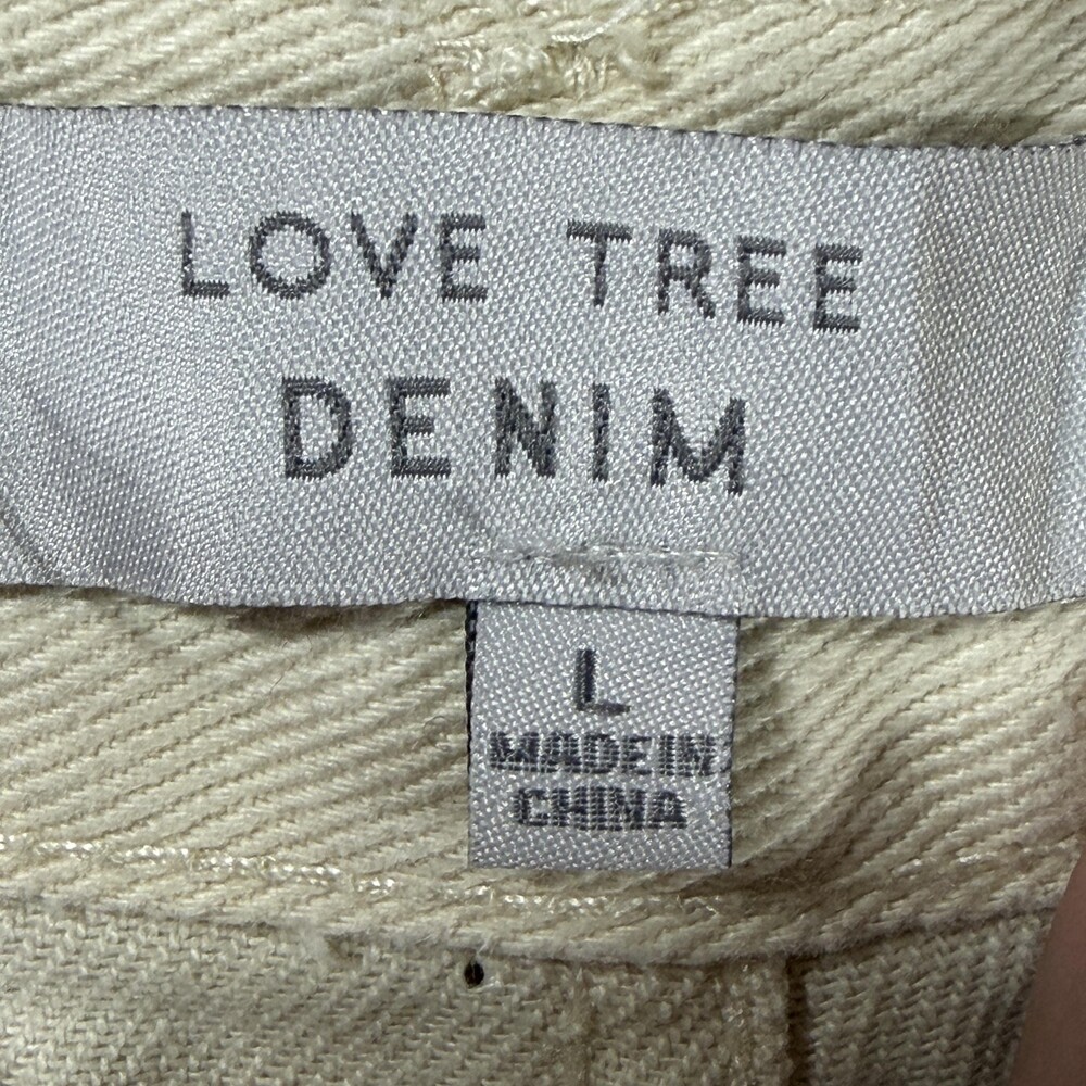 Love Tree Denim Shorts Womens Large White High Rise Distressed Cutoff Frayed Hem - Picture 7 of 9